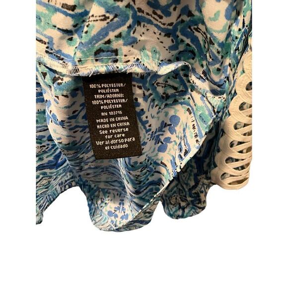 Zac & Rachel Top Women's Large Blue Printed 100% Polyester Long Sleeve Pullover - Picture 5 of 7